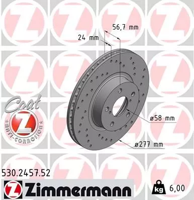 ZIMMERMANN 530.2457.52 Гальмівні диски