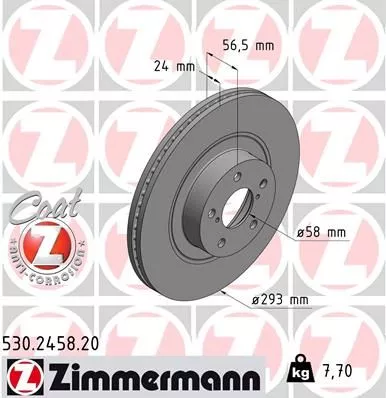 ZIMMERMANN 530.2458.20 Гальмівні диски