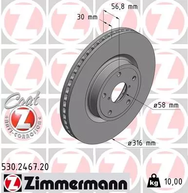 ZIMMERMANN 530.2467.20 Тормозные диски