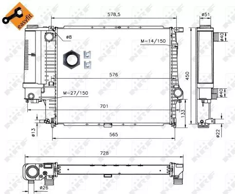 Nrf 53852 Радіатор охолодження двигуна