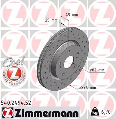 ZIMMERMANN 540.2494.52 Тормозные диски