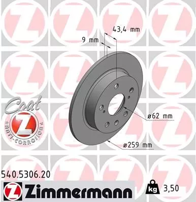 ZIMMERMANN 540.5306.20 Гальмівні диски