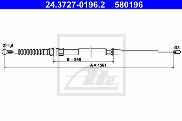 Ate 24.3727-0196.2 Трос ручного тормоза