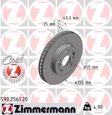 ZIMMERMANN 590.2561.20 Тормозные диски