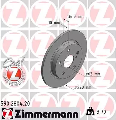 ZIMMERMANN 590280420 Тормозные диски
