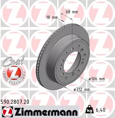 ZIMMERMANN 590.2807.20 Гальмівні диски