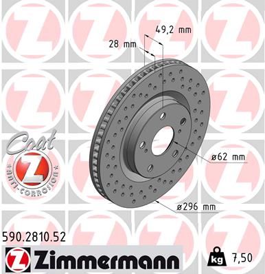Тормозные диски ZIMMERMANN 590.2810.52