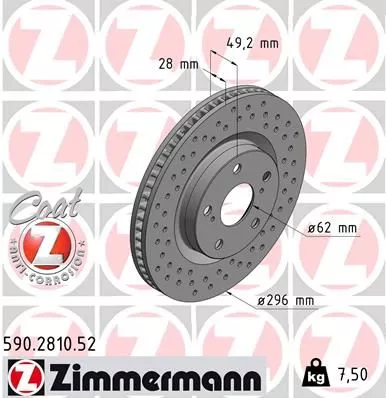 ZIMMERMANN 590.2810.52 Тормозные диски