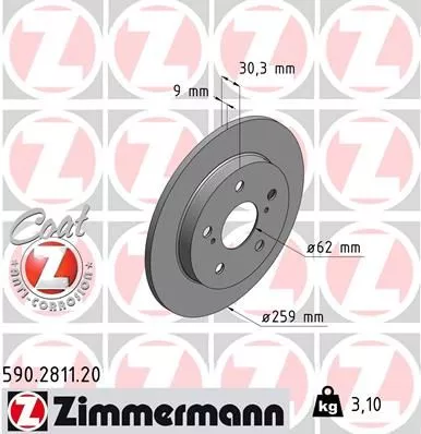 ZIMMERMANN 590281120 Гальмівні диски