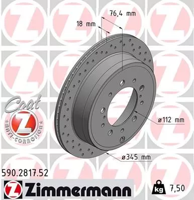 ZIMMERMANN 590.2817.52 Гальмівні диски