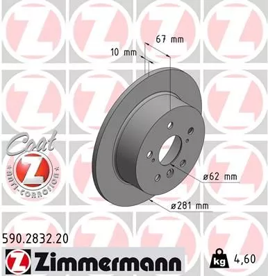 ZIMMERMANN 590.2832.20 Тормозные диски