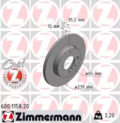 ZIMMERMANN 600115820 Тормозные диски