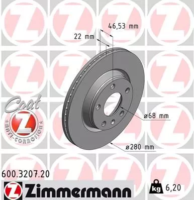 ZIMMERMANN 600320720 Тормозные диски