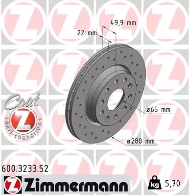 ZIMMERMANN 600.3233.52 Гальмівні диски