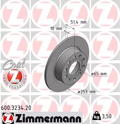 ZIMMERMANN 600.3234.20 Тормозные диски