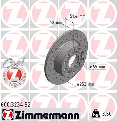 ZIMMERMANN 600.3234.52 Тормозные диски