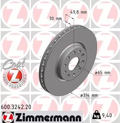 ZIMMERMANN 600.3242.20 Тормозные диски