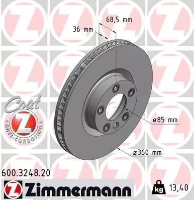 ZIMMERMANN 600.3248.20 Тормозные диски