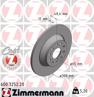 ZIMMERMANN 600.3252.20 Тормозные диски