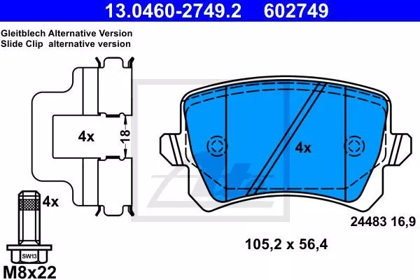 Ate 13.0460-2749.2 Тормозные колодки