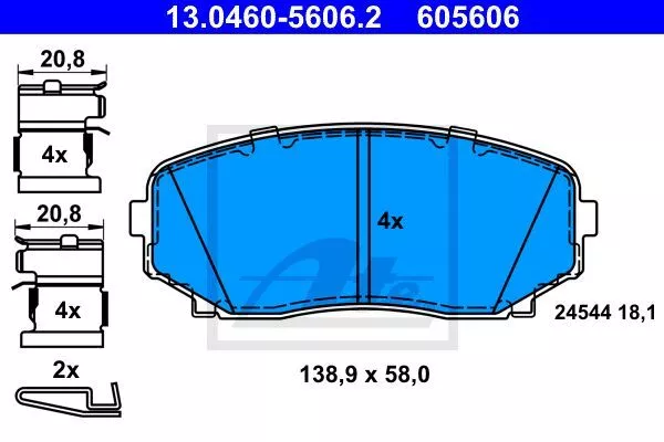 Ate 13.0460-5606.2 Гальмівні колодки