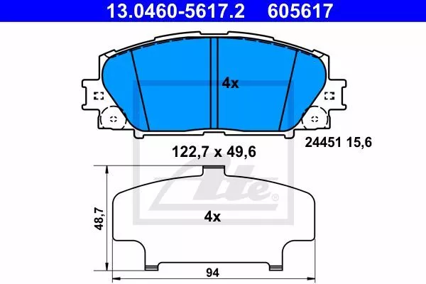 ATE 13.0460-5617.2 Тормозные колодки