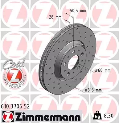 ZIMMERMANN 610.3706.52 Гальмівні диски