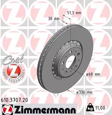 ZIMMERMANN 610.3707.20 Тормозные диски