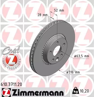 ZIMMERMANN 610371120 Тормозные диски