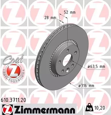 ZIMMERMANN 610371120 Гальмівні диски