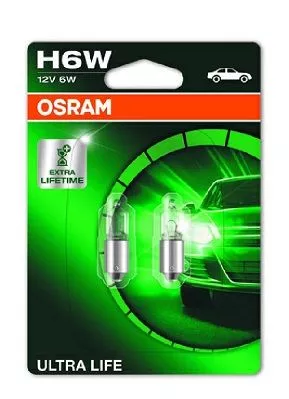 Лампа Osram Ultra Life H6W BAX9s 6W прозора 64132ult02b