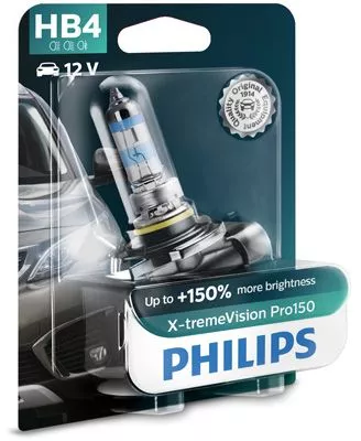 Галогенная лампа PHILIPS  X-tremeVision Pro150 +150% HB4 51W 12V 3450K 9006XVPB1 (1 шт.)