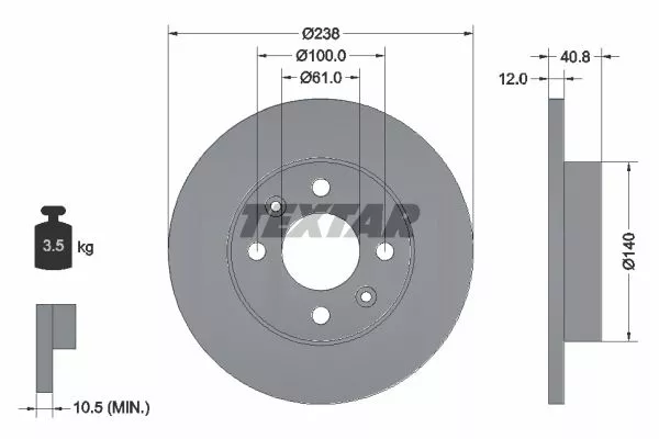 TEXTAR 92036103 Тормозные диски