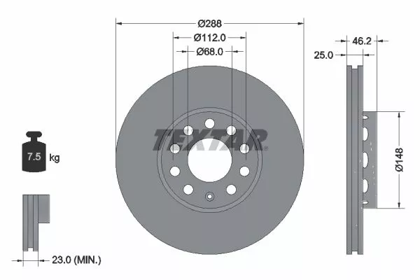 92057605 Тормозной диск TEXTAR PRO