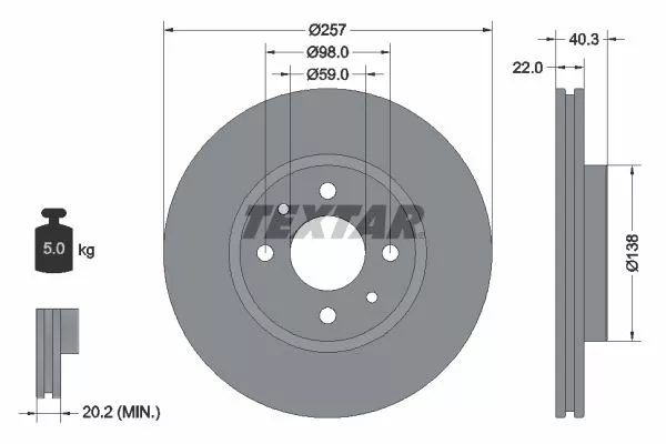 TEXTAR 92069603 Тормозные диски