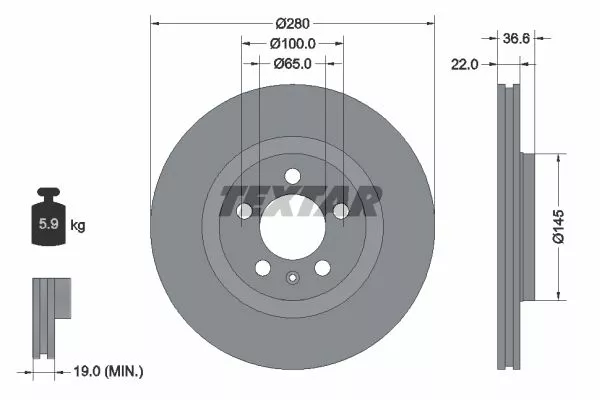 Тормозные диски TEXTAR 92082305 на BESTURN (FAW) 