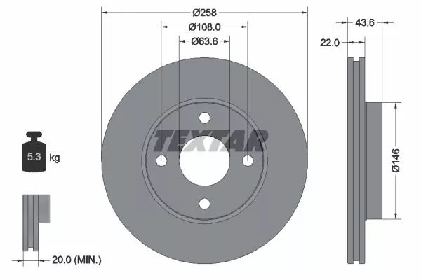 TEXTAR 92096203 Гальмівні диски