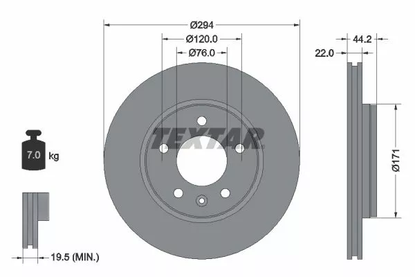 TEXTAR 92121403 Тормозные диски