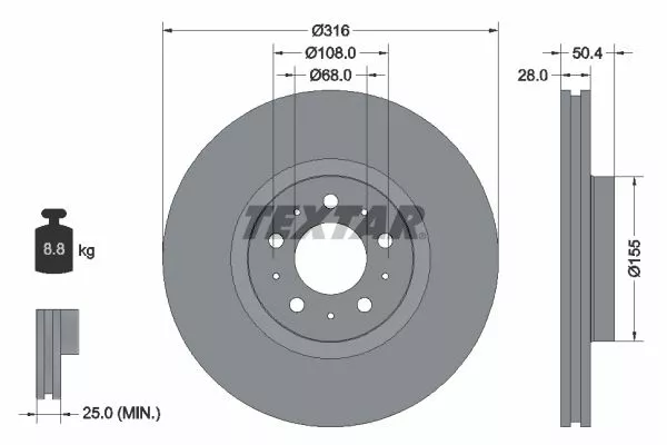 TEXTAR 92126603 Тормозные диски