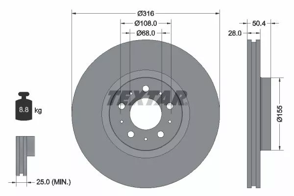 TEXTAR 92126603 Гальмівні диски