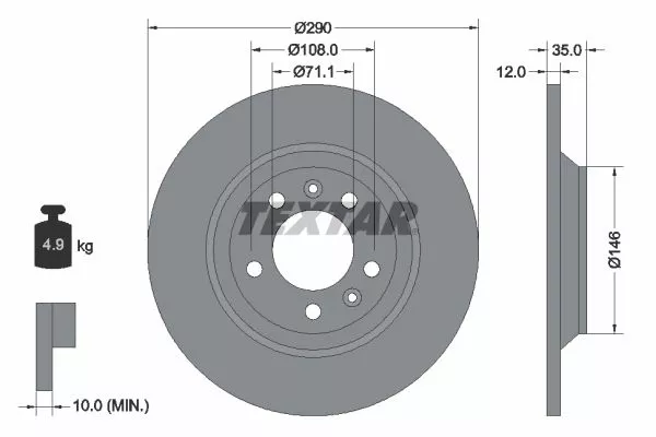 TEXTAR 92129603 Тормозные диски