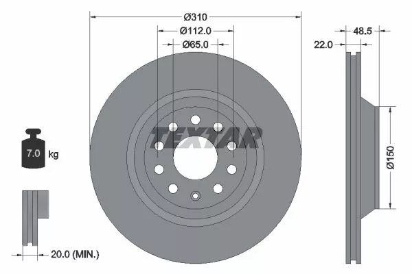 TEXTAR 92140703 Гальмівні диски