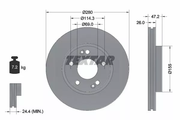 TEXTAR 92161605 Гальмівні диски