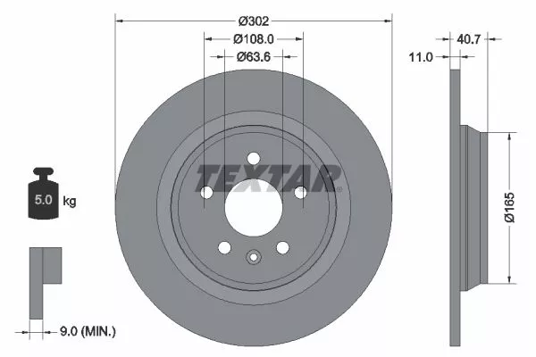 TEXTAR 92162903 Гальмівні диски