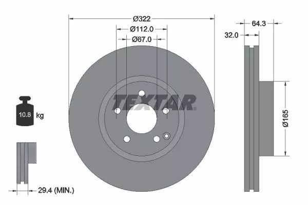 TEXTAR 92163503 Тормозные диски