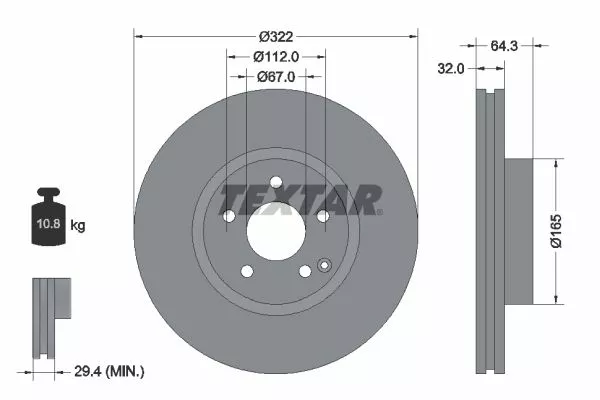 TEXTAR 92163503 Гальмівні диски