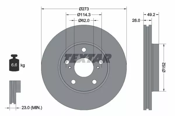 TEXTAR 92163703 Гальмівні диски