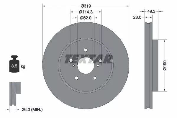 TEXTAR 92171503 Гальмівні диски