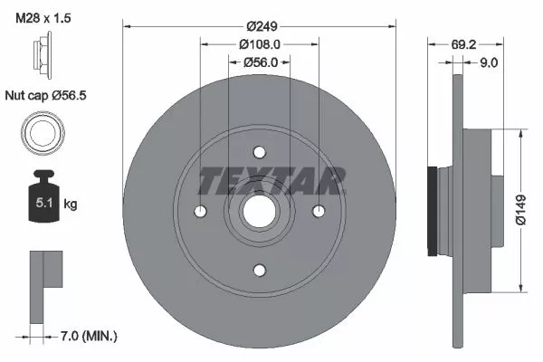 TEXTAR 92202103 Тормозные диски