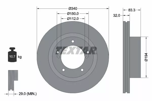 TEXTAR 92204603 Гальмівні диски